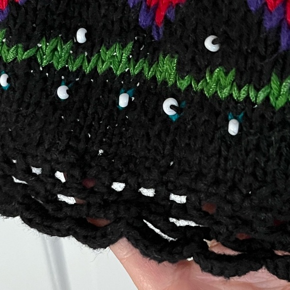 Casual Corner Limited Edition Vintage Hand Knit Allover Embroidered Sweater M - Picture 5 of 12